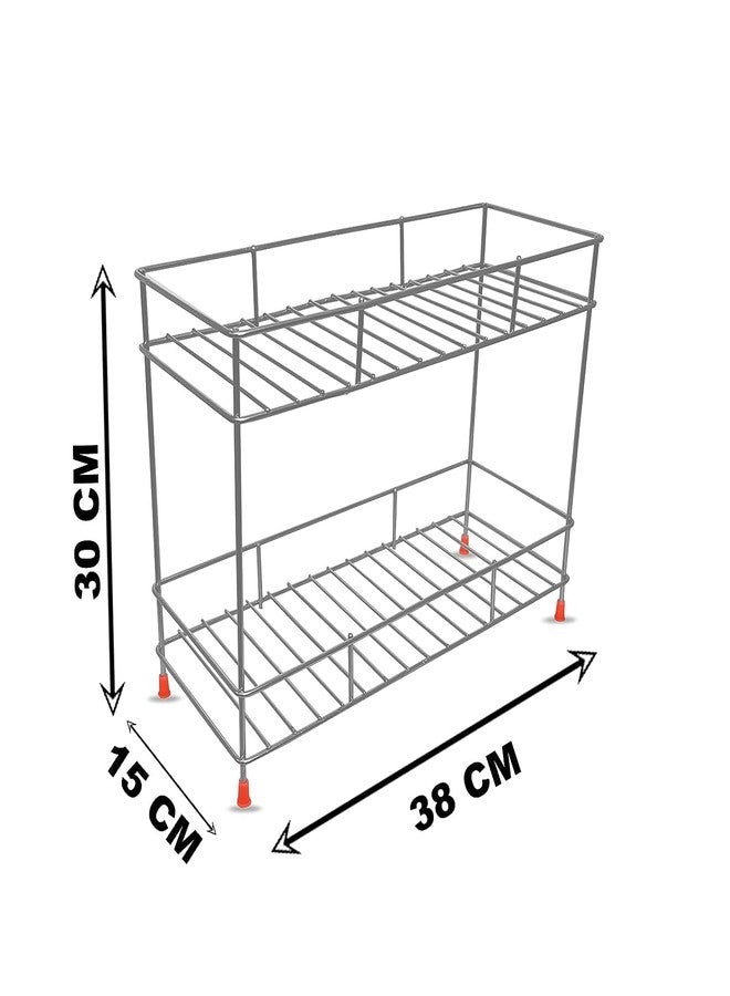 12FOR COLLECTION Kitchen Rack Steel Multipurpose Heavy Stainless Steel Kitchen 2 Layer Spice Rack, Freestanding, Tiered Shelf - Image 3